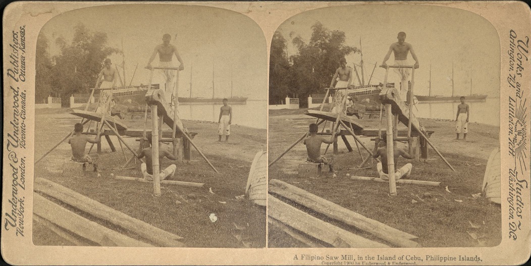 A Filipino Saw Mill, in the Island of Cebu, Philippine Islands.